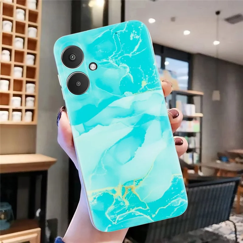 For Xiaomi Redmi 13C 4G / Poco C65 4G Case Soft TPU Protective Phone Cover Marble Pattern Print - Green