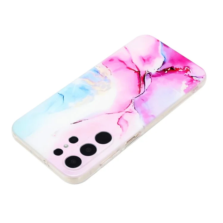 Para Samsung Galaxy S24 Ultra Funda Marble Effect Pattern Design TPU Phone Cover - Pink / Blue
