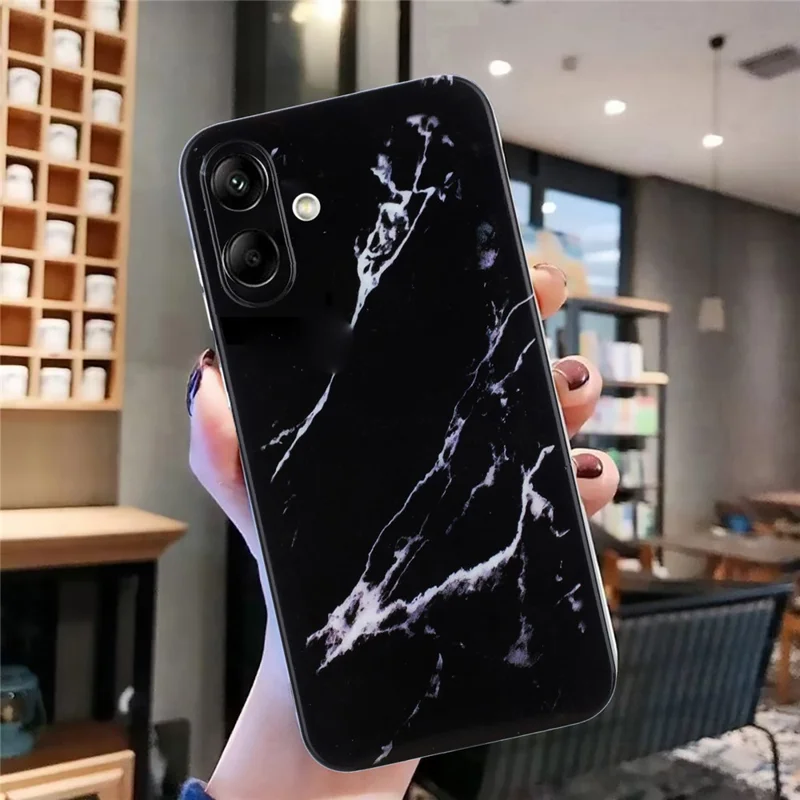 For Samsung Galaxy A05 4G Case Marble Pattern Print Soft TPU Phone Cover - Black