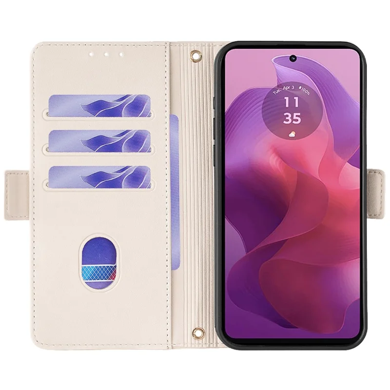 For Motorola Moto E14 4G / G04 4G / G04s 4G / G24 4G Case RFID Blocking Wallet Phone Leather Cover with Shoulder Strap - White