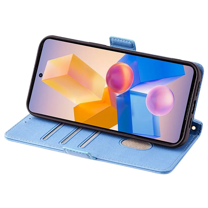 Für Infinix Hot 40i Case RFID Blocking Wallet Leder Handyhülle mit Kettenschulterriemen - Blau