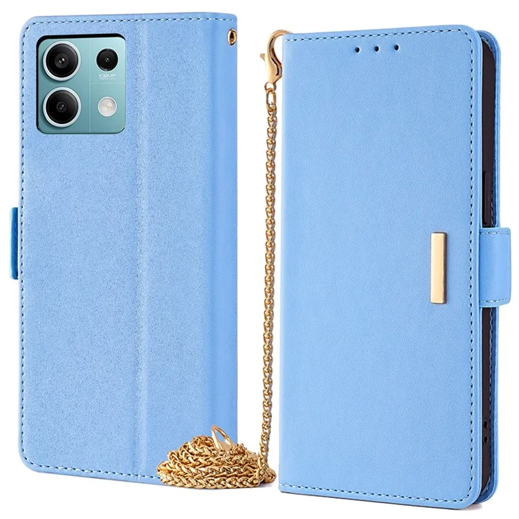 Pour Xiaomi Redmi Note 13 4G Crossbody Lanyard Case PU Leather RFID Blocking Flip Phone Cover - Bleu