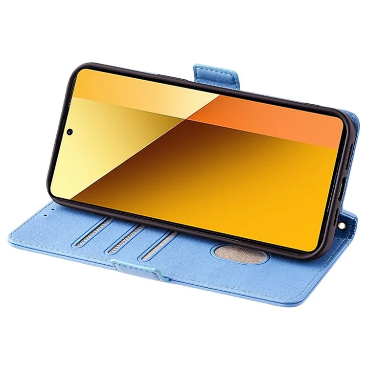 Pour Xiaomi Redmi Note 13 4G Crossbody Lanyard Case PU Leather RFID Blocking Flip Phone Cover - Bleu
