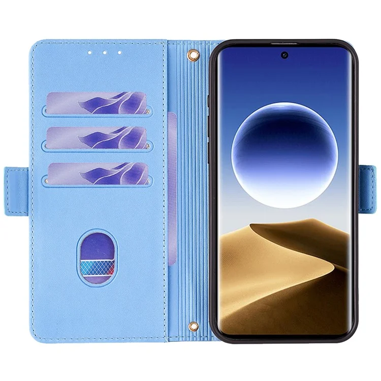 Для Oppo Find X7 Ultra чехол RFID блокировка PU кожаный держатель для карт слоты подставка для телефона - синий