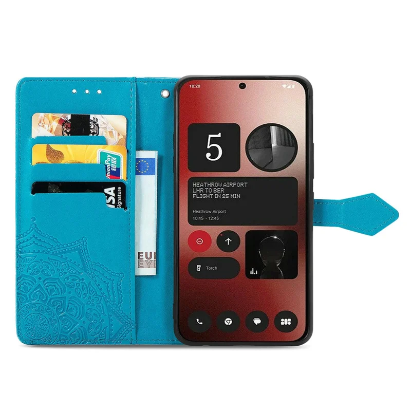 For Nothing Phone (2a) Plus / Phone (2a) Case PU Leather Mandala Pattern Embossment Flip Wallet Phone Cover - Blue