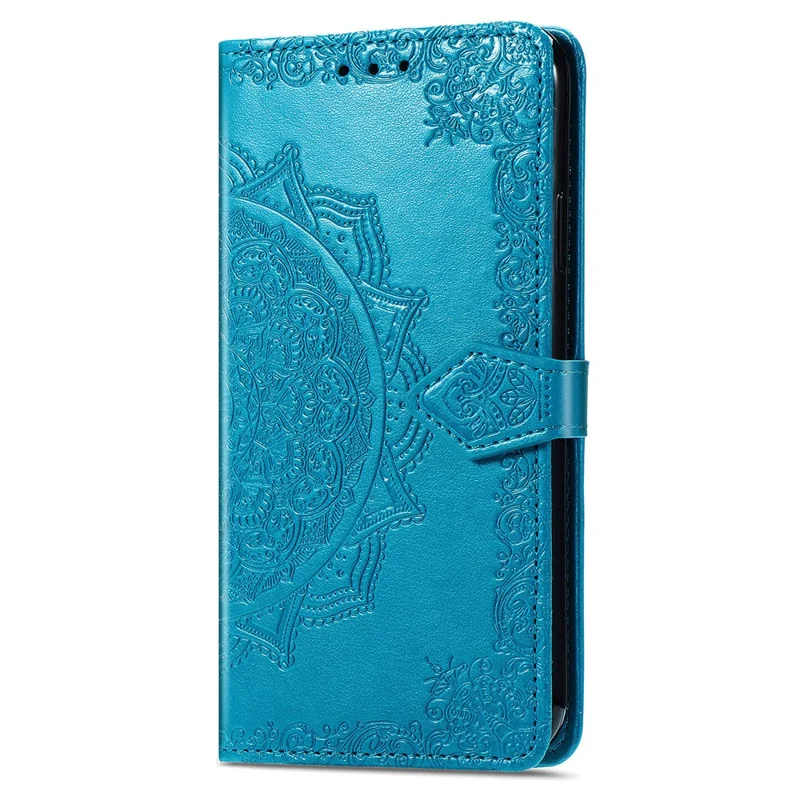 For Nothing Phone (2a) Plus / Phone (2a) Case PU Leather Mandala Pattern Embossment Flip Wallet Phone Cover - Blue