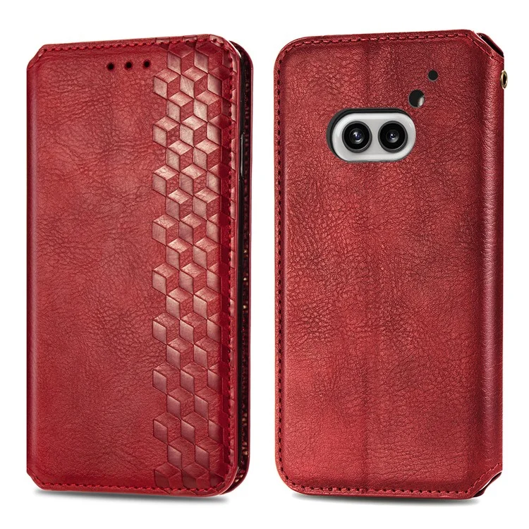 For Nothing Phone (2a) Plus / Phone (2a) PU Leather Case Rhombus Imprint Wallet Stand Phone Cover - Red