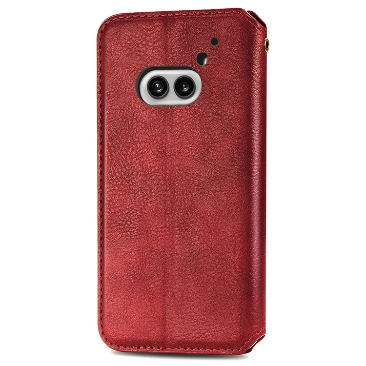 For Nothing Phone (2a) Plus / Phone (2a) PU Leather Case Rhombus Imprint Wallet Stand Phone Cover - Red