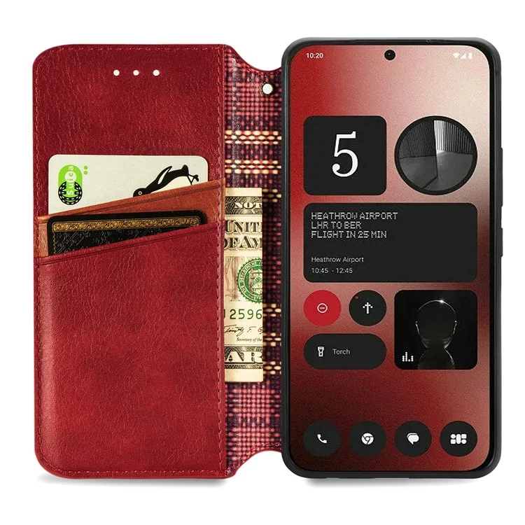 For Nothing Phone (2a) Plus / Phone (2a) PU Leather Case Rhombus Imprint Wallet Stand Phone Cover - Red