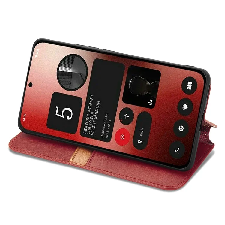 For Nothing Phone (2a) Plus / Phone (2a) PU Leather Case Rhombus Imprint Wallet Stand Phone Cover - Red