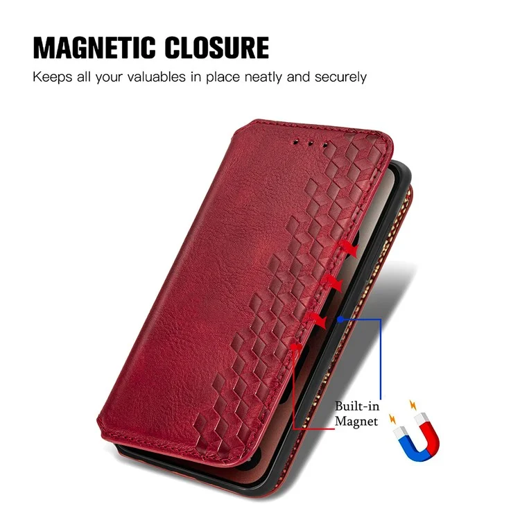 For Nothing Phone (2a) Plus / Phone (2a) PU Leather Case Rhombus Imprint Wallet Stand Phone Cover - Red