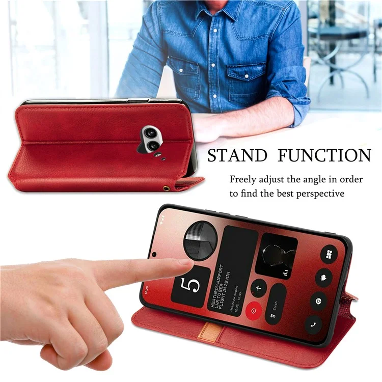For Nothing Phone (2a) Plus / Phone (2a) PU Leather Case Rhombus Imprint Wallet Stand Phone Cover - Red