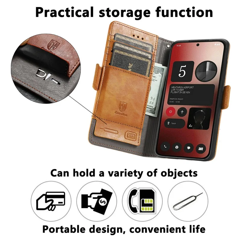 Til Nothing Phone (2a) Plus / Phone (2a) Phone Cases CASENEO PU Læder Cover Stand med RFID-blokerende Wallet - Grå