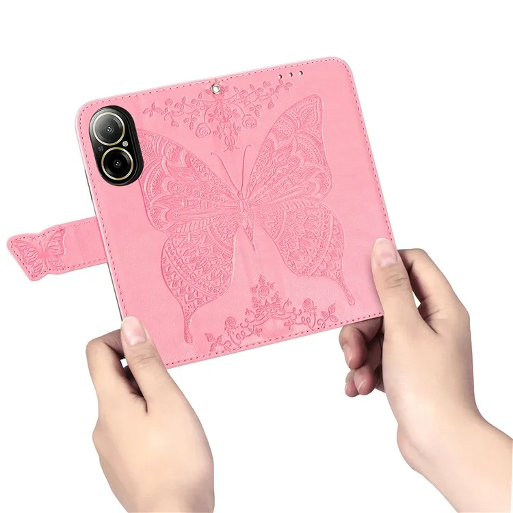 For Realme C67 4G Case Imprinted Butterfly PU Leather Cell Phone Cover Wholesale Online Stores - Black