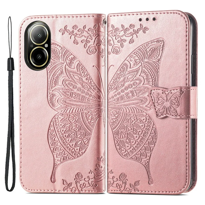 For Realme C67 4G Case Imprinted Butterfly PU Leather Cell Phone Cover Wholesale Online Stores - Rose Gold