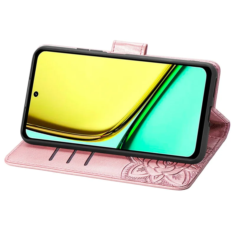 For Realme C67 4G Case Imprinted Butterfly PU Leather Cell Phone Cover Wholesale Online Stores - Rose Gold