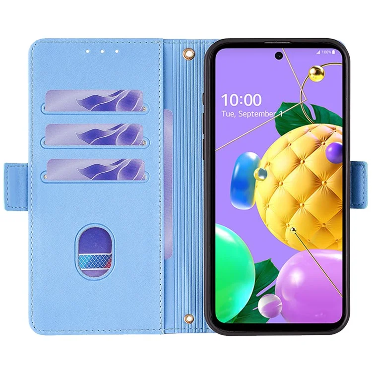 Pour LG K52 Wallet Case RFID Blocking PU Leather Crossbody Phone Pouch Cover - Bleu