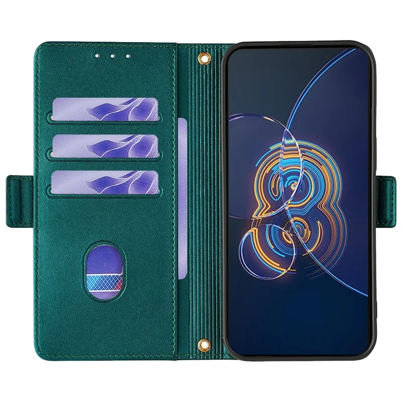 For Asus Zenfone 8 Flip ZS672KS Case RFID Blocking Wallet Phone Leather Cover with 2 Straps - Green