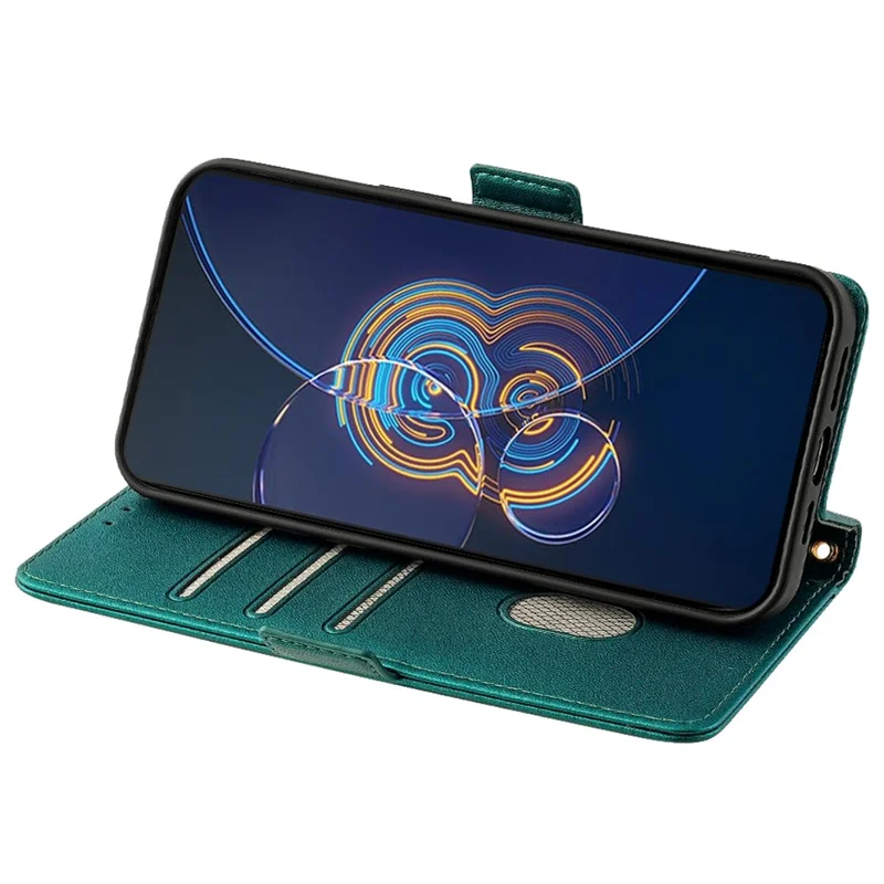 For Asus Zenfone 8 Flip ZS672KS Case RFID Blocking Wallet Phone Leather Cover with 2 Straps - Green