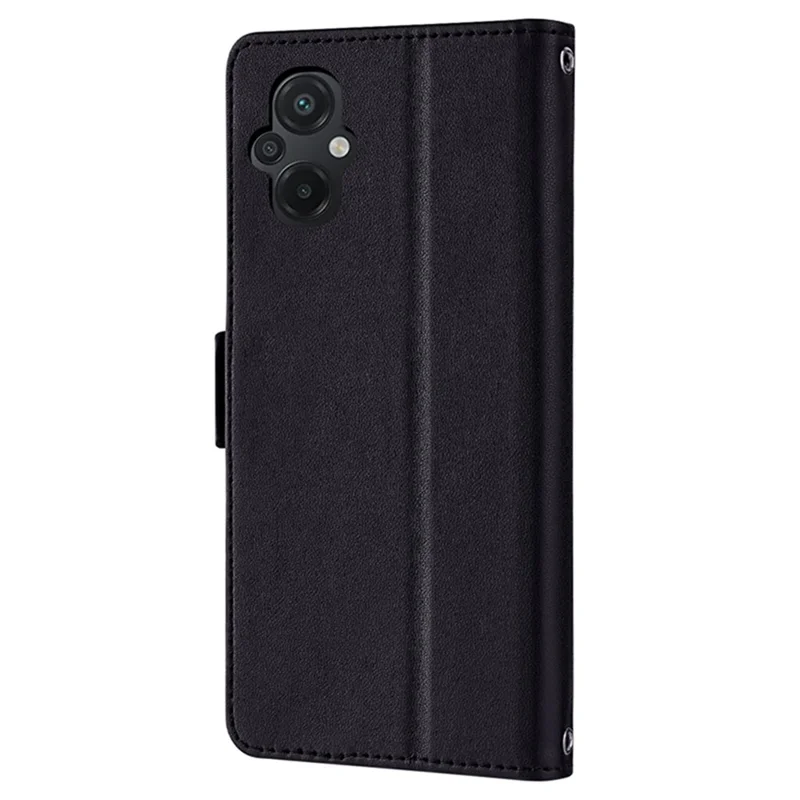 For Xiaomi Poco M5 4G Magnetic Phone Case RFID Blocking Leather Crossbody Wallet Cover - Black