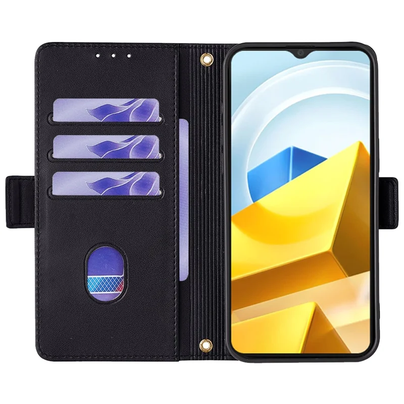 For Xiaomi Poco M5 4G Magnetic Phone Case RFID Blocking Leather Crossbody Wallet Cover - Black