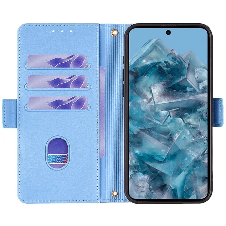 For Google Pixel 8 Pro Crossbody Case PU Leather RFID Blocking Protective Phone Cover - Blue