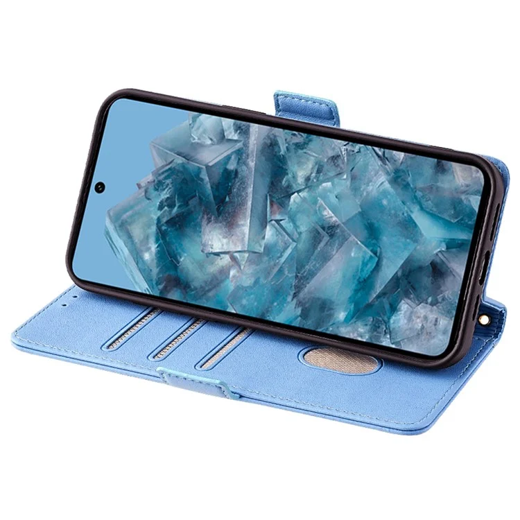 For Google Pixel 8 Pro Crossbody Case PU Leather RFID Blocking Protective Phone Cover - Blue