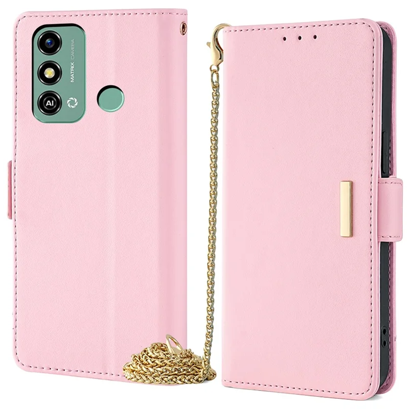 Voor ZTE Blade A53 Hoesje RFID-blokkering Portemonnee Crossbody Leren Telefoonhoes - Roze