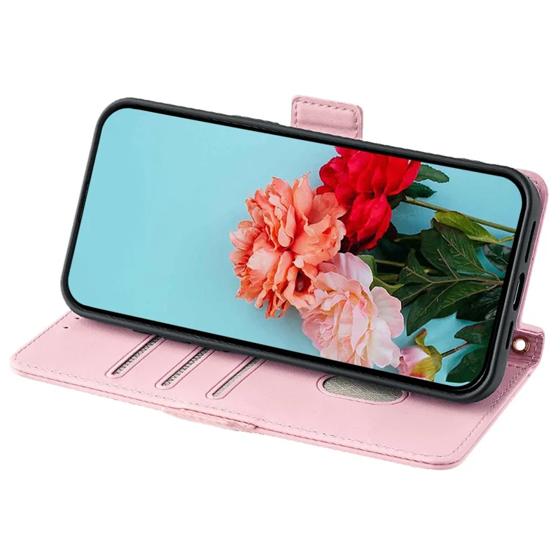 Voor ZTE Blade A53 Hoesje RFID-blokkering Portemonnee Crossbody Leren Telefoonhoes - Roze