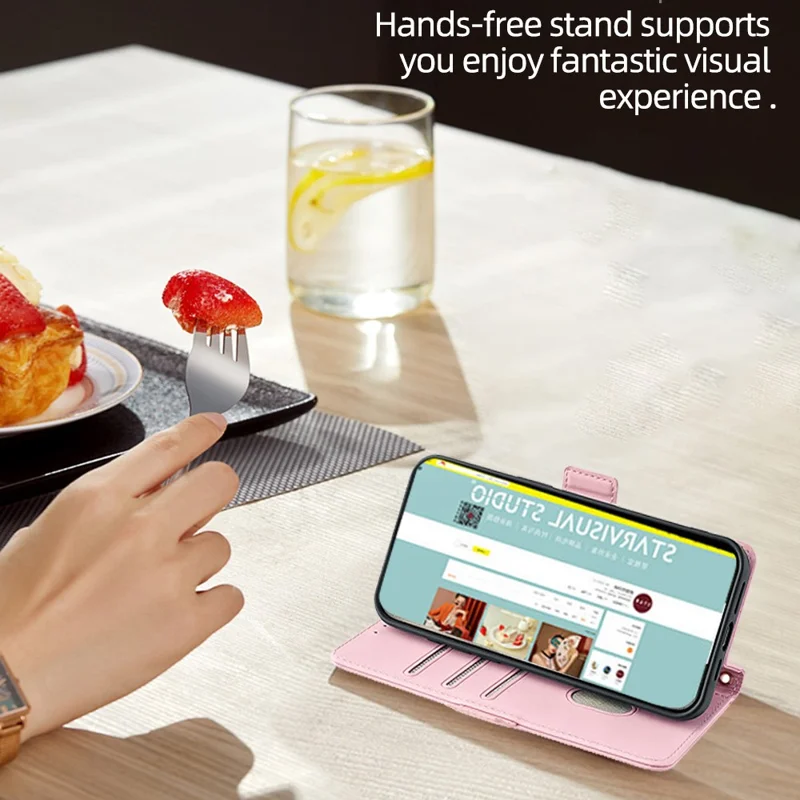 Voor ZTE Blade A53 Hoesje RFID-blokkering Portemonnee Crossbody Leren Telefoonhoes - Roze