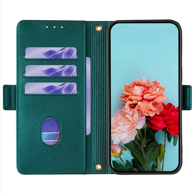 For ZTE Blade A53 Case RFID Blocking Wallet Crossbody Leather Phone Cover - Green