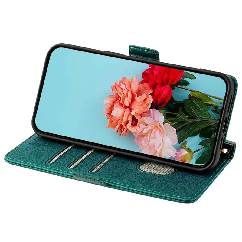 For ZTE Blade A53 Case RFID Blocking Wallet Crossbody Leather Phone Cover - Green