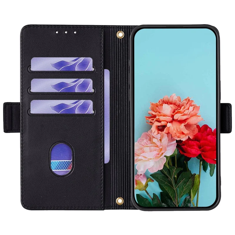 For ZTE Blade A53 Case RFID Blocking Wallet Crossbody Leather Phone Cover - Black