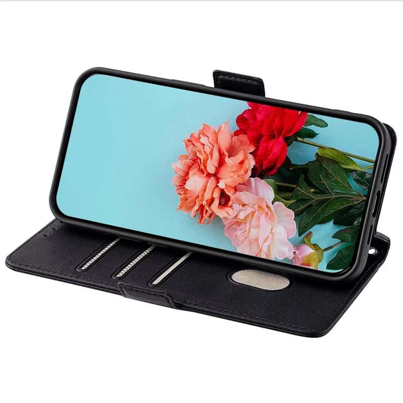 For ZTE Blade A53 Case RFID Blocking Wallet Crossbody Leather Phone Cover - Black