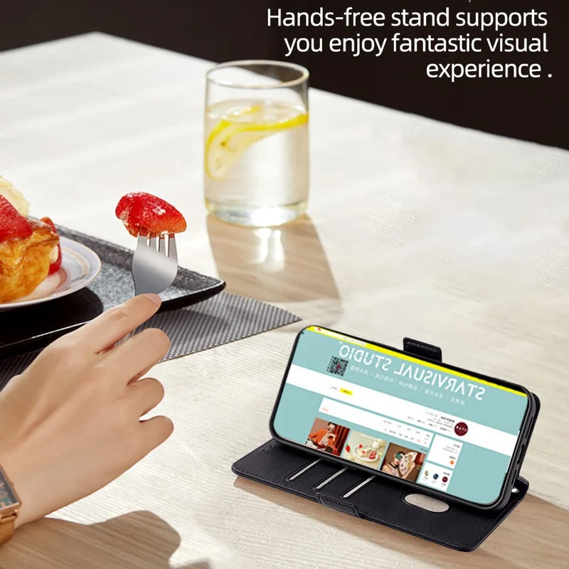 For ZTE Blade A53 Case RFID Blocking Wallet Crossbody Leather Phone Cover - Black