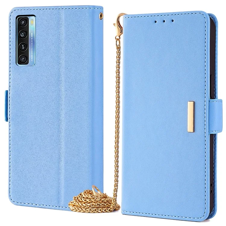 Para TCL 20 5G / 20S / 20L / 20L+ Funda Cartera de Piel PU con Bloqueo RFID con Cadena Desmontable - Azul