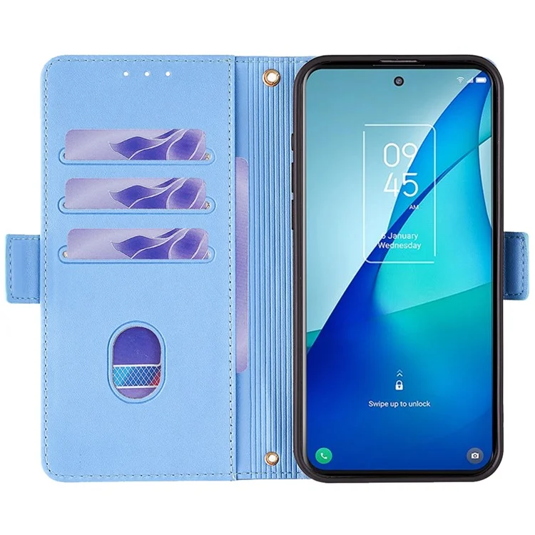 Para TCL 20 5G / 20S / 20L / 20L+ Funda Cartera de Piel PU con Bloqueo RFID con Cadena Desmontable - Azul