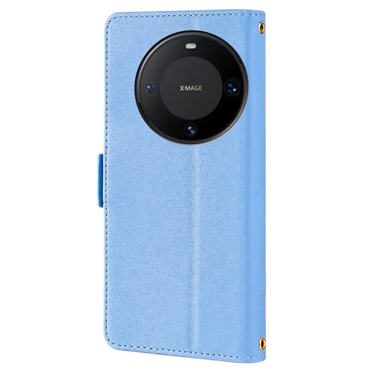Para Huawei Mate 60 Pro / Mate 60 Pro+ Carcasa con Correa para el Hombro Bloqueo RFID Cubierta de Teléfono de Cuero - Azul