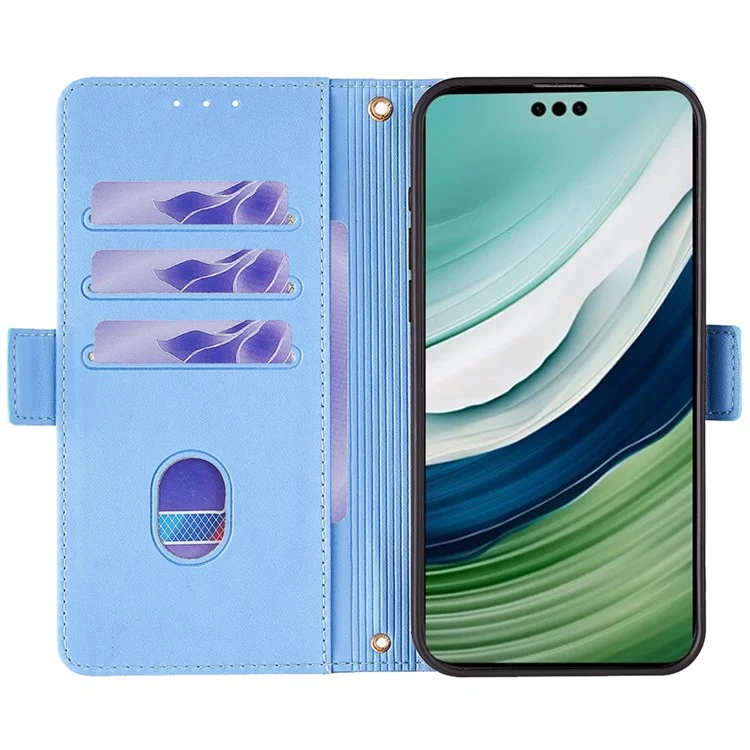 Para Huawei Mate 60 Pro / Mate 60 Pro+ Carcasa con Correa para el Hombro Bloqueo RFID Cubierta de Teléfono de Cuero - Azul