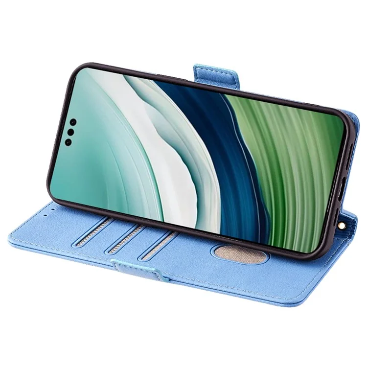 Para Huawei Mate 60 Pro / Mate 60 Pro+ Carcasa con Correa para el Hombro Bloqueo RFID Cubierta de Teléfono de Cuero - Azul