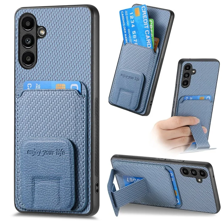 C1-11 Per custodia Samsung Galaxy A35 5G in fibra di carbonio Texture in pelle rivestita in TPU Custodia per telefono - Blu