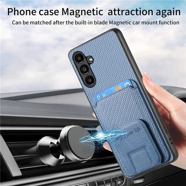 C1-11 Per custodia Samsung Galaxy A35 5G in fibra di carbonio Texture in pelle rivestita in TPU Custodia per telefono - Blu