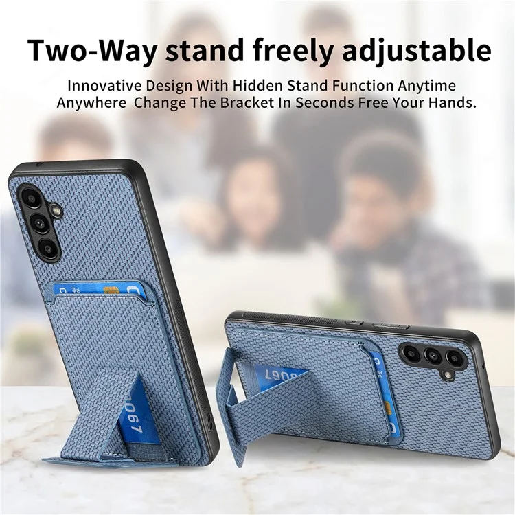 C1-11 Per custodia Samsung Galaxy A35 5G in fibra di carbonio Texture in pelle rivestita in TPU Custodia per telefono - Blu