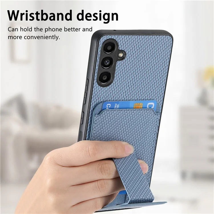 C1-11 Per custodia Samsung Galaxy A35 5G in fibra di carbonio Texture in pelle rivestita in TPU Custodia per telefono - Blu