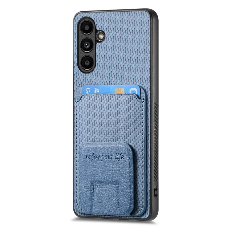 C1-11 Per custodia Samsung Galaxy A35 5G in fibra di carbonio Texture in pelle rivestita in TPU Custodia per telefono - Blu