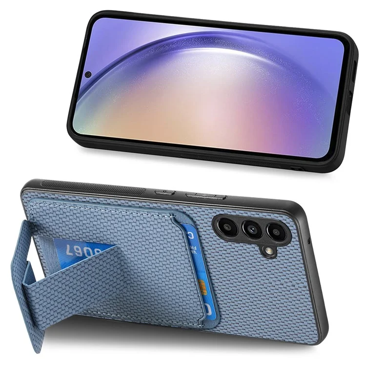 C1-11 Per custodia Samsung Galaxy A35 5G in fibra di carbonio Texture in pelle rivestita in TPU Custodia per telefono - Blu