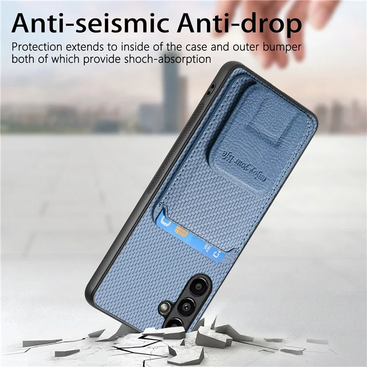 C1-11 Per custodia Samsung Galaxy A35 5G in fibra di carbonio Texture in pelle rivestita in TPU Custodia per telefono - Blu