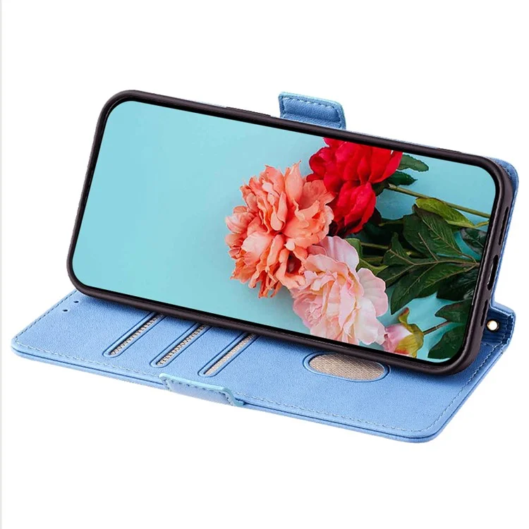 For Realme GT5 Pro 5G RFID Blocking Wallet Crossbody Case PU Leather Folding Stand Phone Cover - Blue