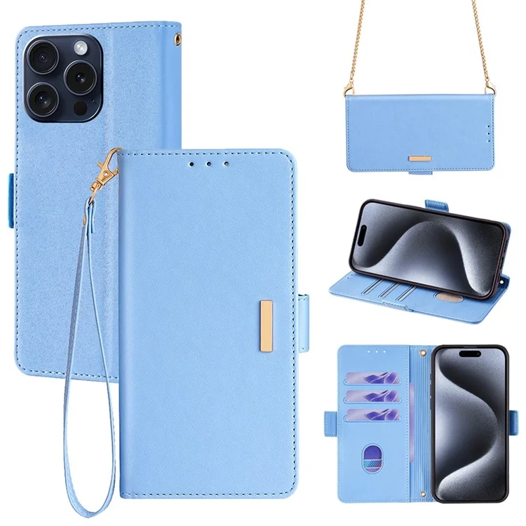 Für iPhone 15 Pro Lederetui RFID-blockierender schützender Wallet-Handyhülle - Blau