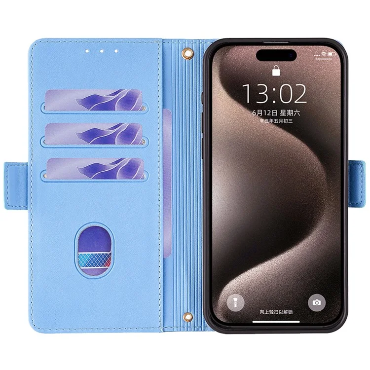 Für iPhone 15 Pro Lederetui RFID-blockierender schützender Wallet-Handyhülle - Blau